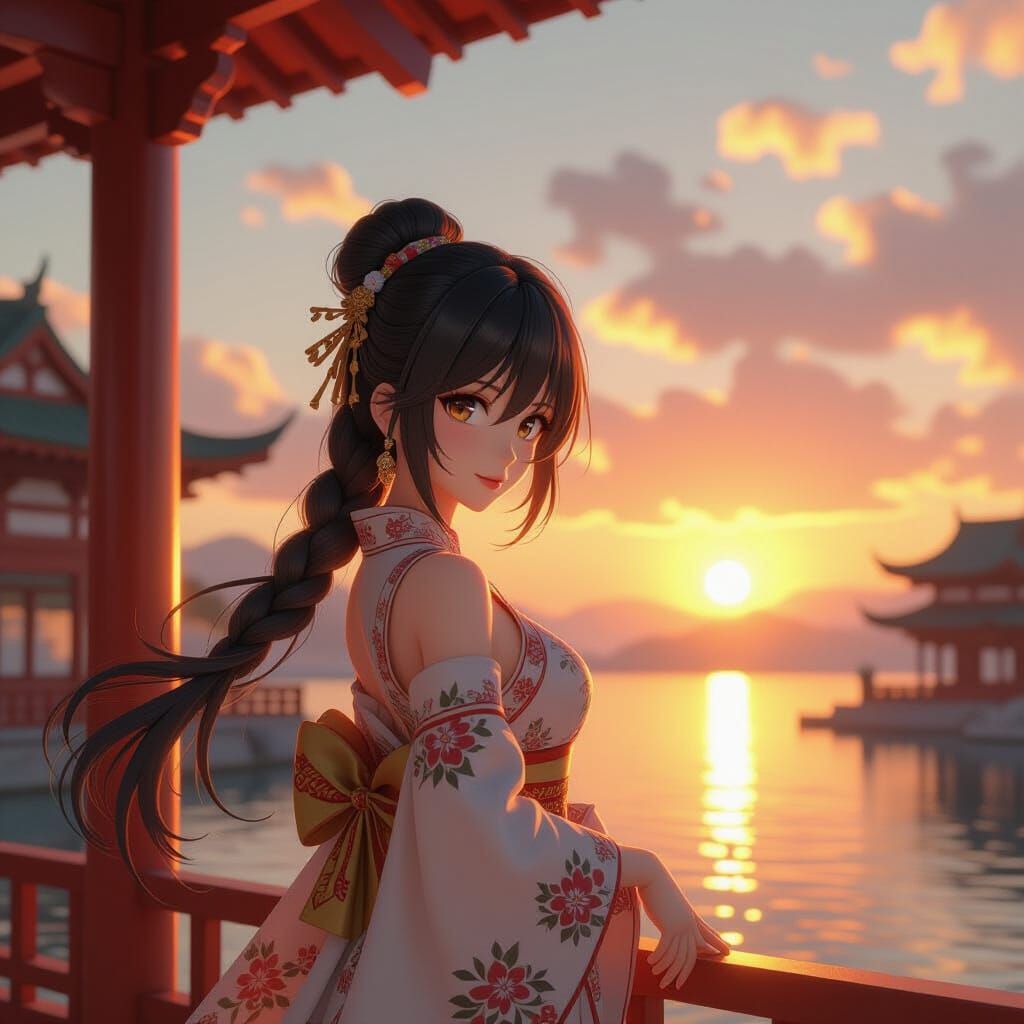 Sunrise Tangled Together 3D Anime Art