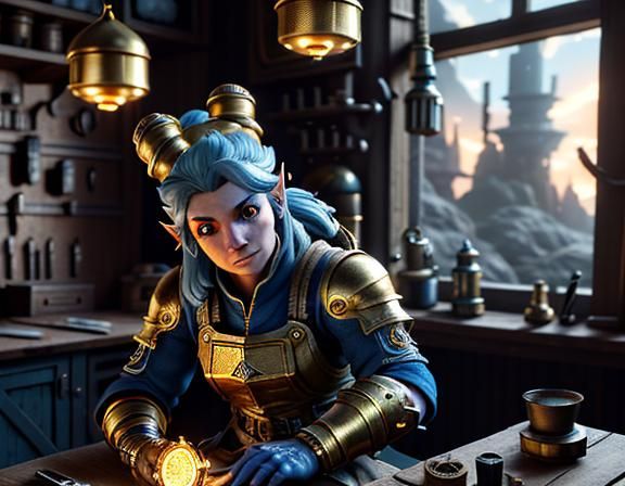 Gnome Inventor Repairs Automaton: 3D Game Cinematic