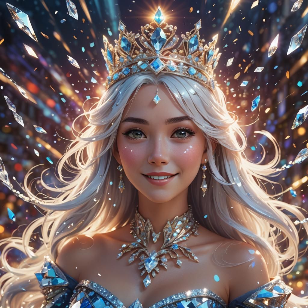 Diamond Princess with Tiara and Shimmering Diamond Shards