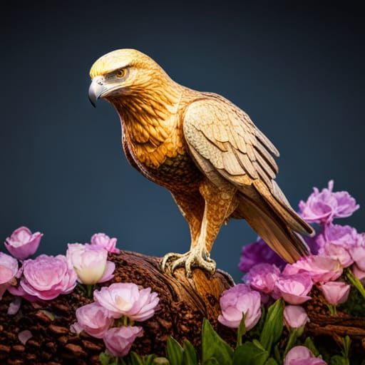 Intricate Crystal Golden Eagle Statue on Branch