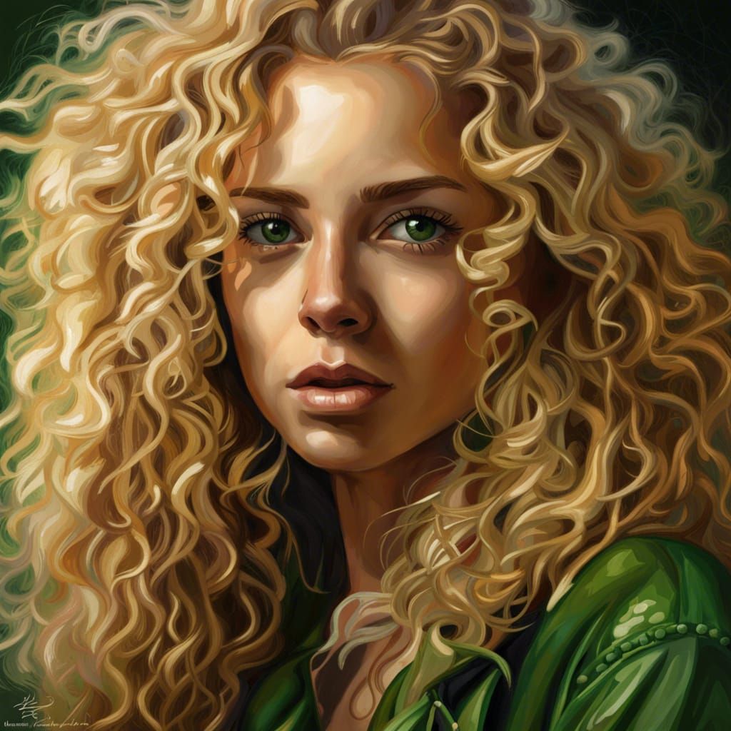 Elegant Young Woman in Vibrant Hyperrealistic Portrait