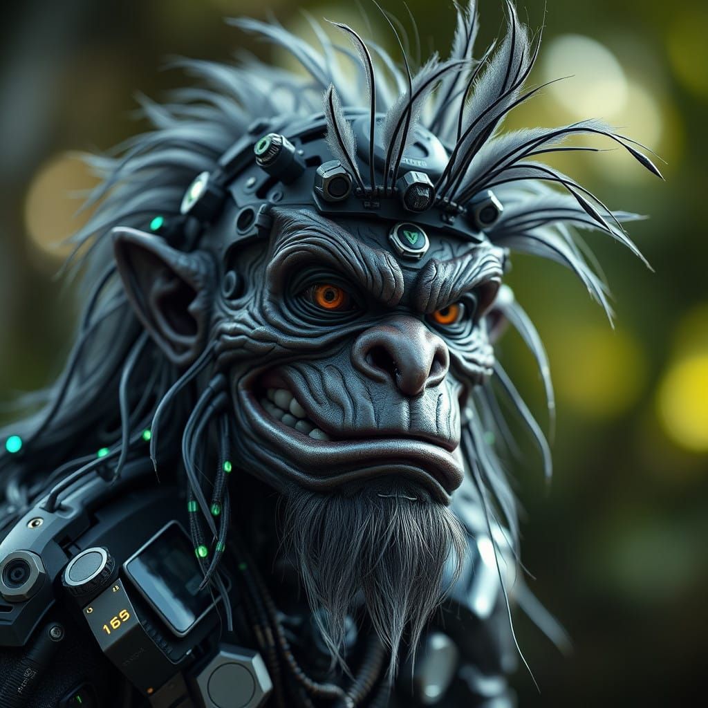 Cybernetic Troll Portrait in Bokeh Lighting