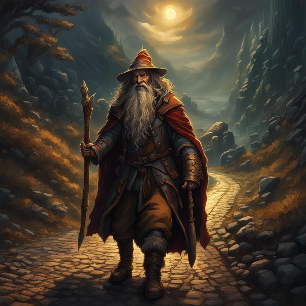 Hobbit and Wizard: Dark Fantasy Concept Art