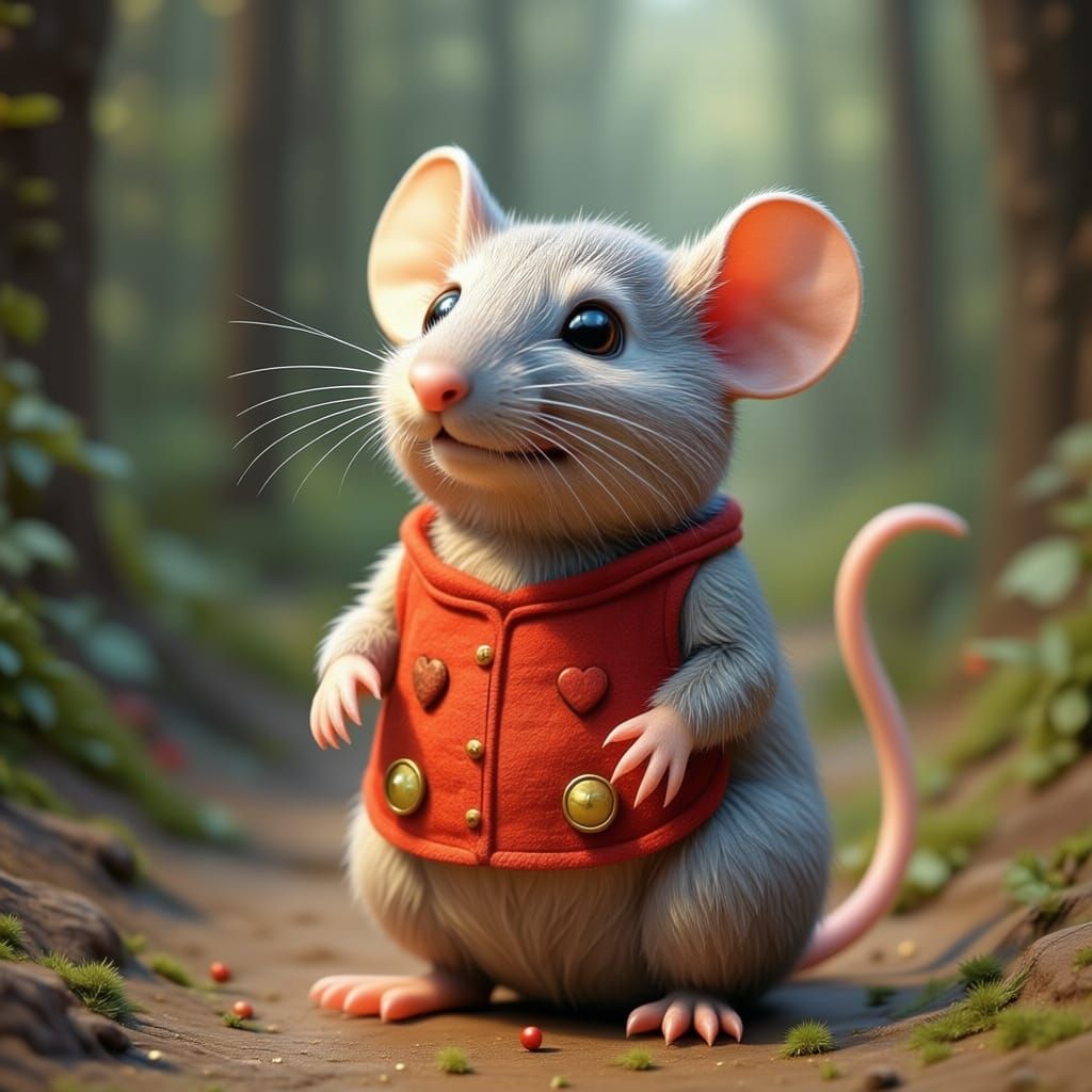 Bigfoot and Mouse Friends Share Red Heart