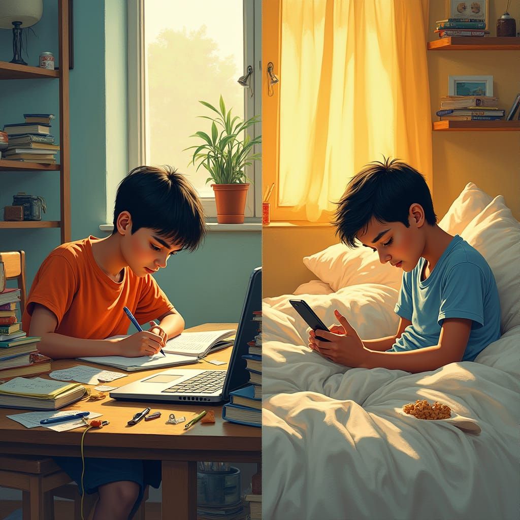 Contrasting Afternoons of Two Young Boys