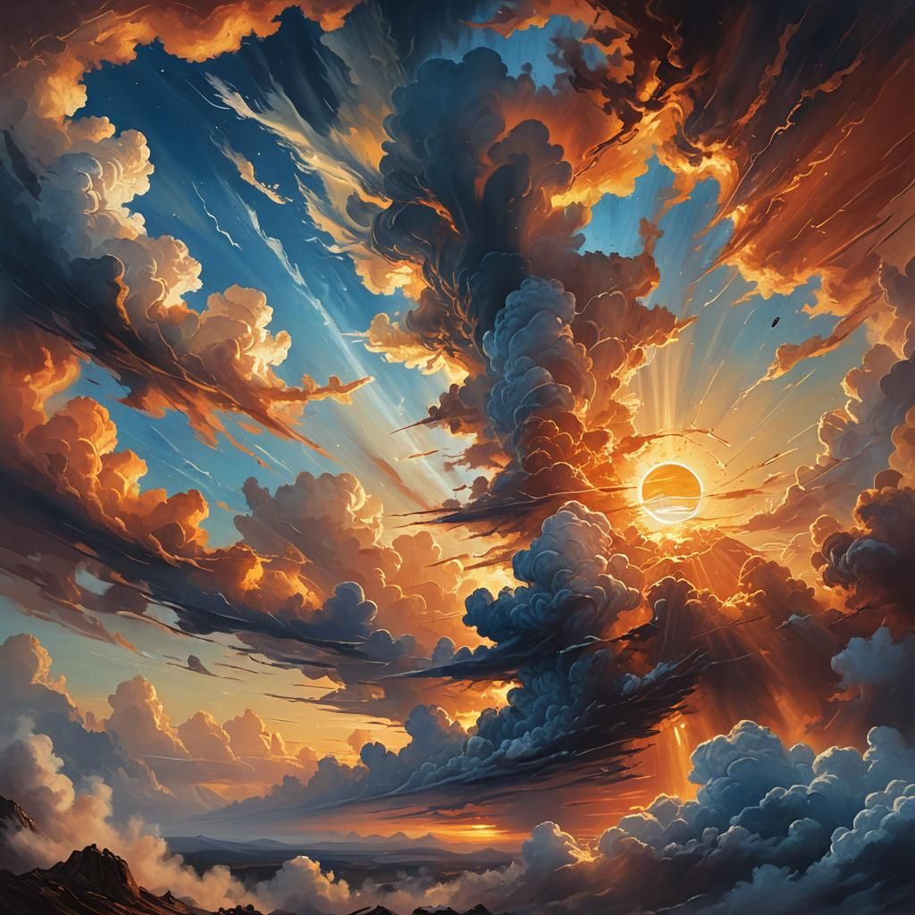 Vibrant Sun Rising: A Matte Painting of Space