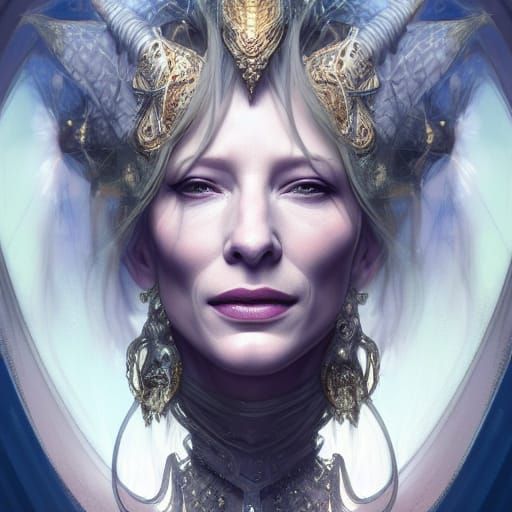 Cate Blanchett as Djinn: Hyperdetailed Portrait