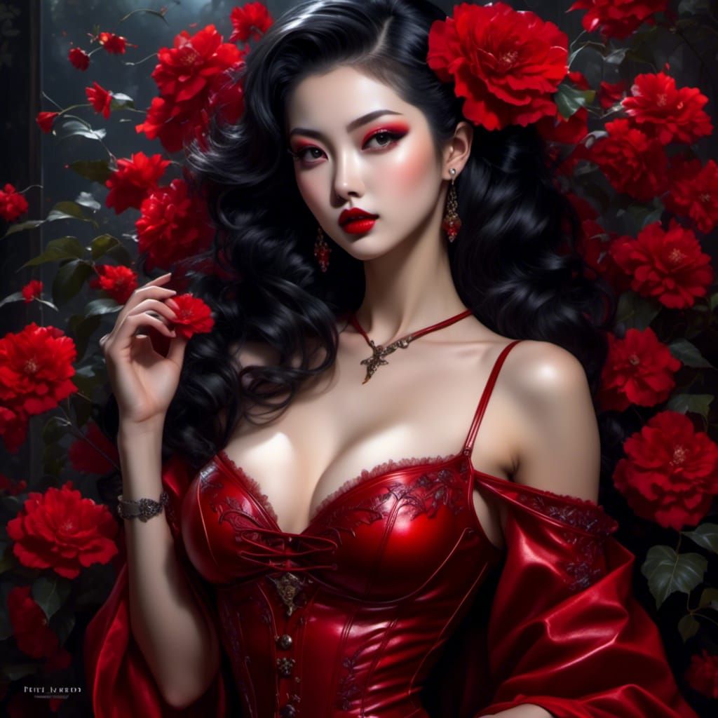 Hyperreal Pixie Portrait in Gothic Noir Style