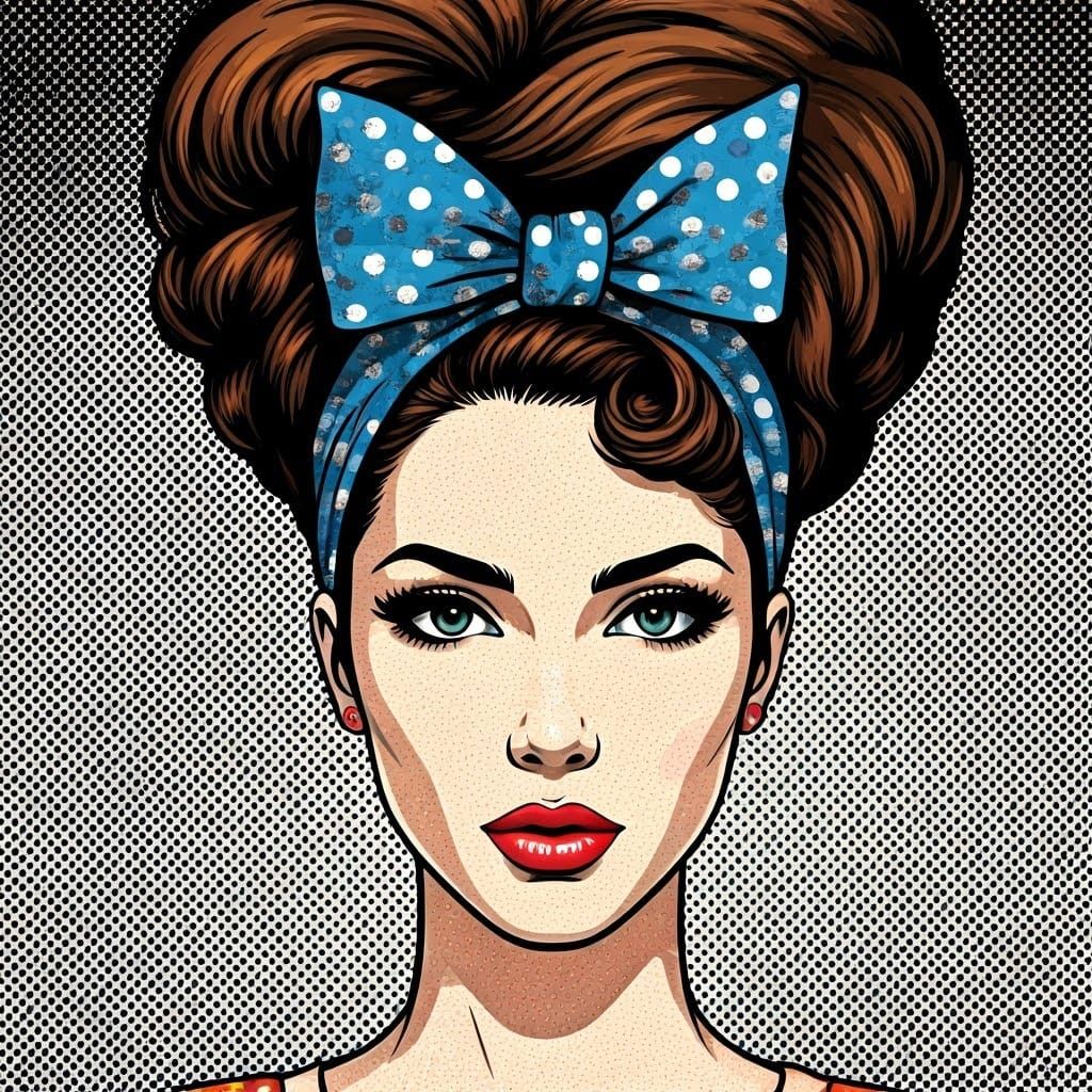 Colorful Polka Dot Pop Art Woman with Bow