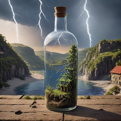 A Miniature Storm Captured Within a Glass Bottle
