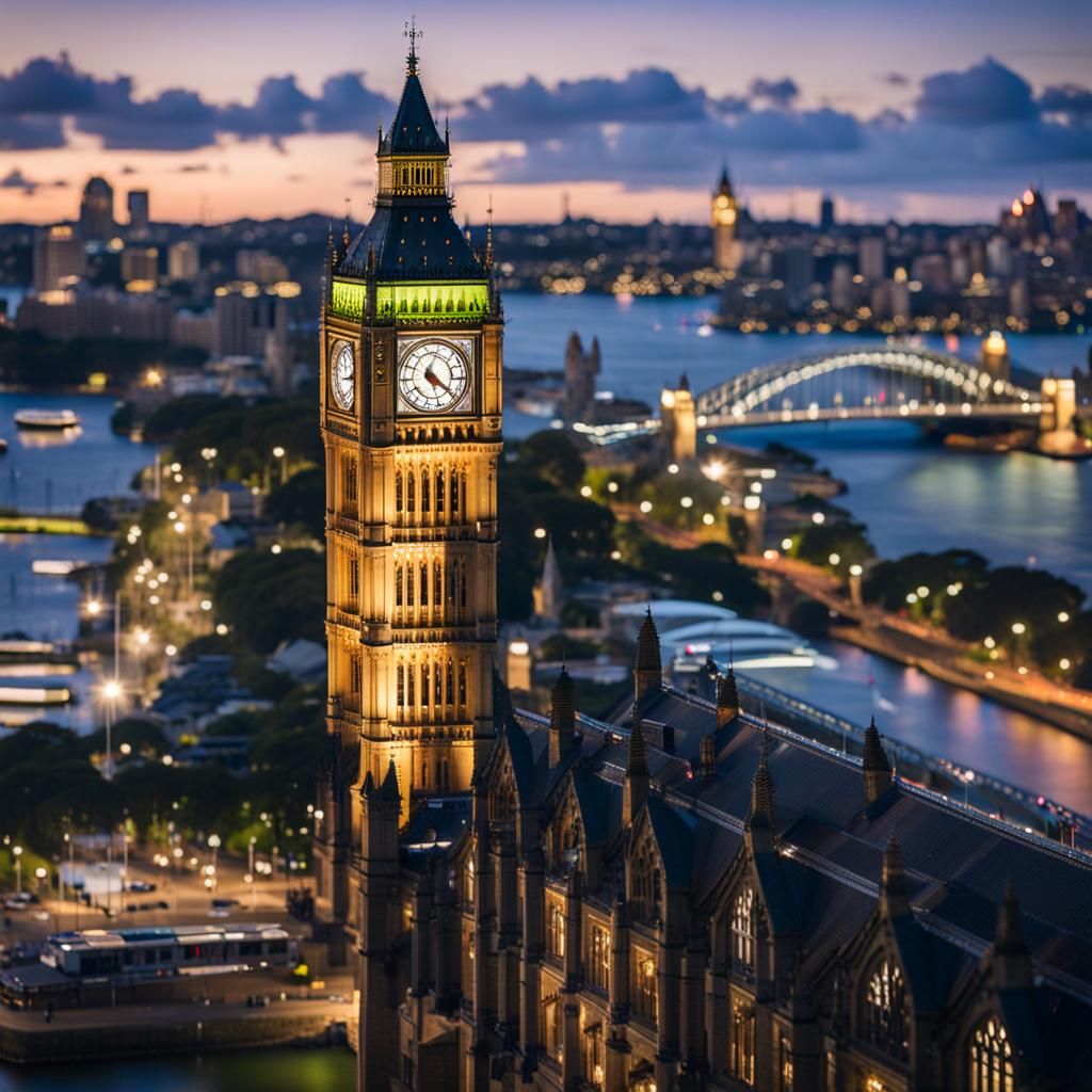 Big Ben Viewed from Sydney Harbour Bridge