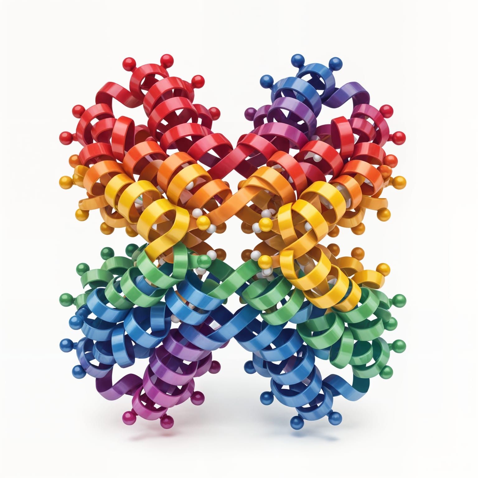 Complex 3D Protein Model with Rainbow Coloring