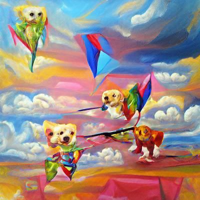 Puppies Flying Kite: A Whimsical Cartoon