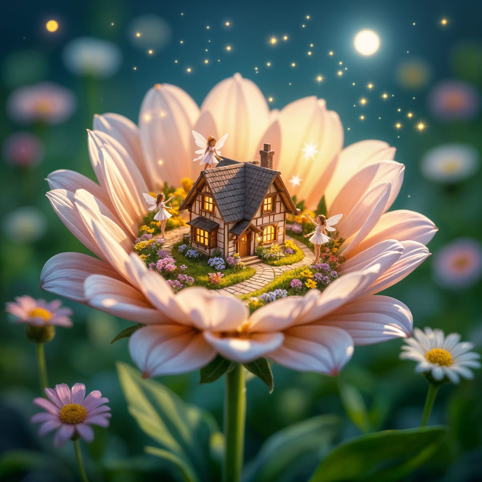 Enchanting Fairy Village Inside a Flower