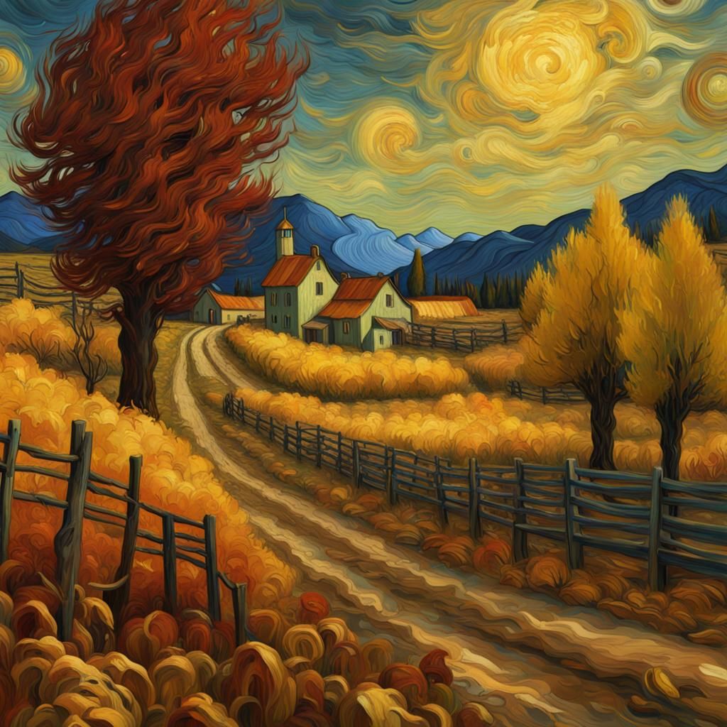 Fall Harvest in Winter: Expressionist Painting