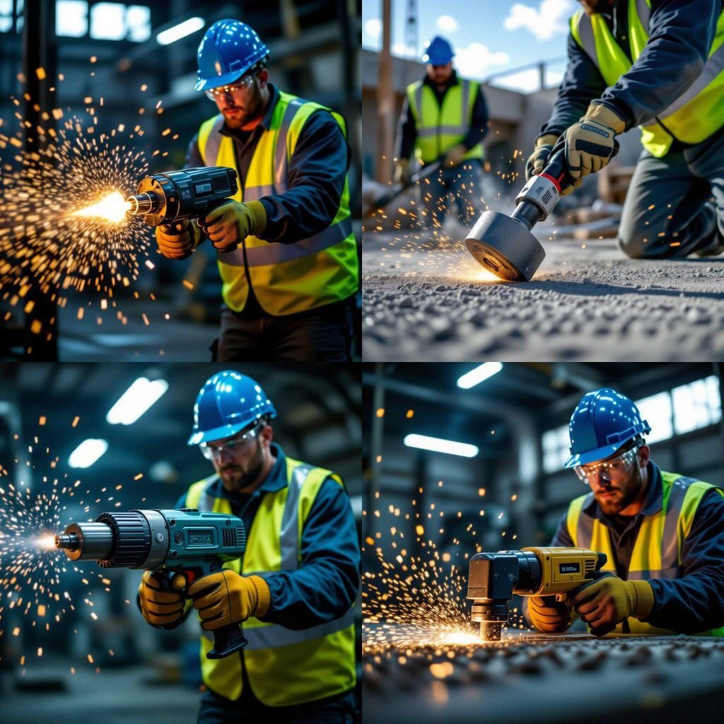 Close-Up of Pneumatic Hammer in Action