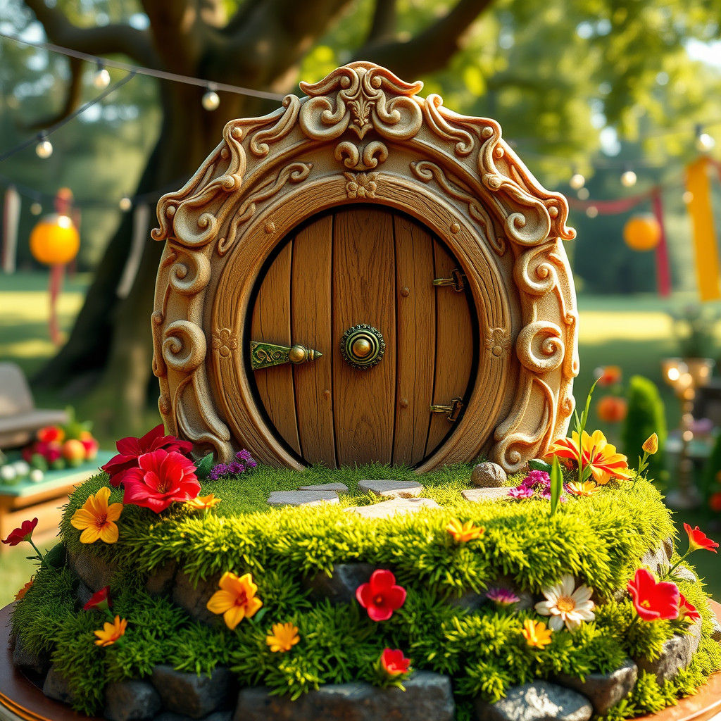 Ornate Hobbit Door Cake for Lord of the Rings Party