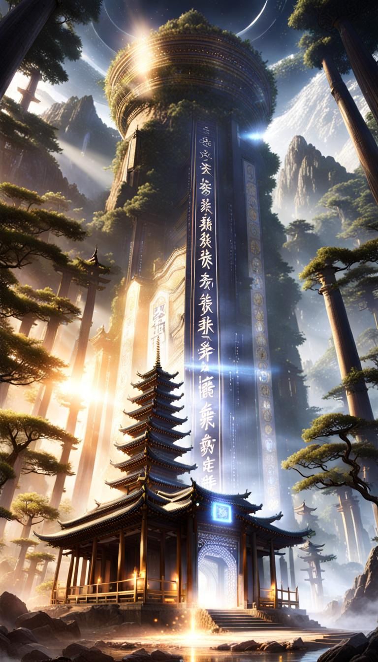 Fantasy Portal to Exotic Landscape in Dark Academia Style