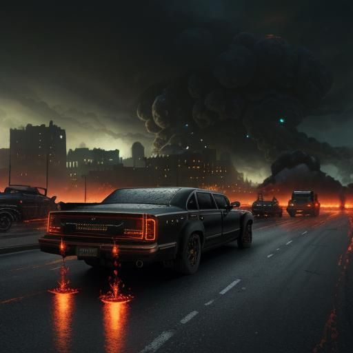 Headlines indicate officials hitting the road in steampunk MOD modded out flat black limo toughing the economy with nucl...