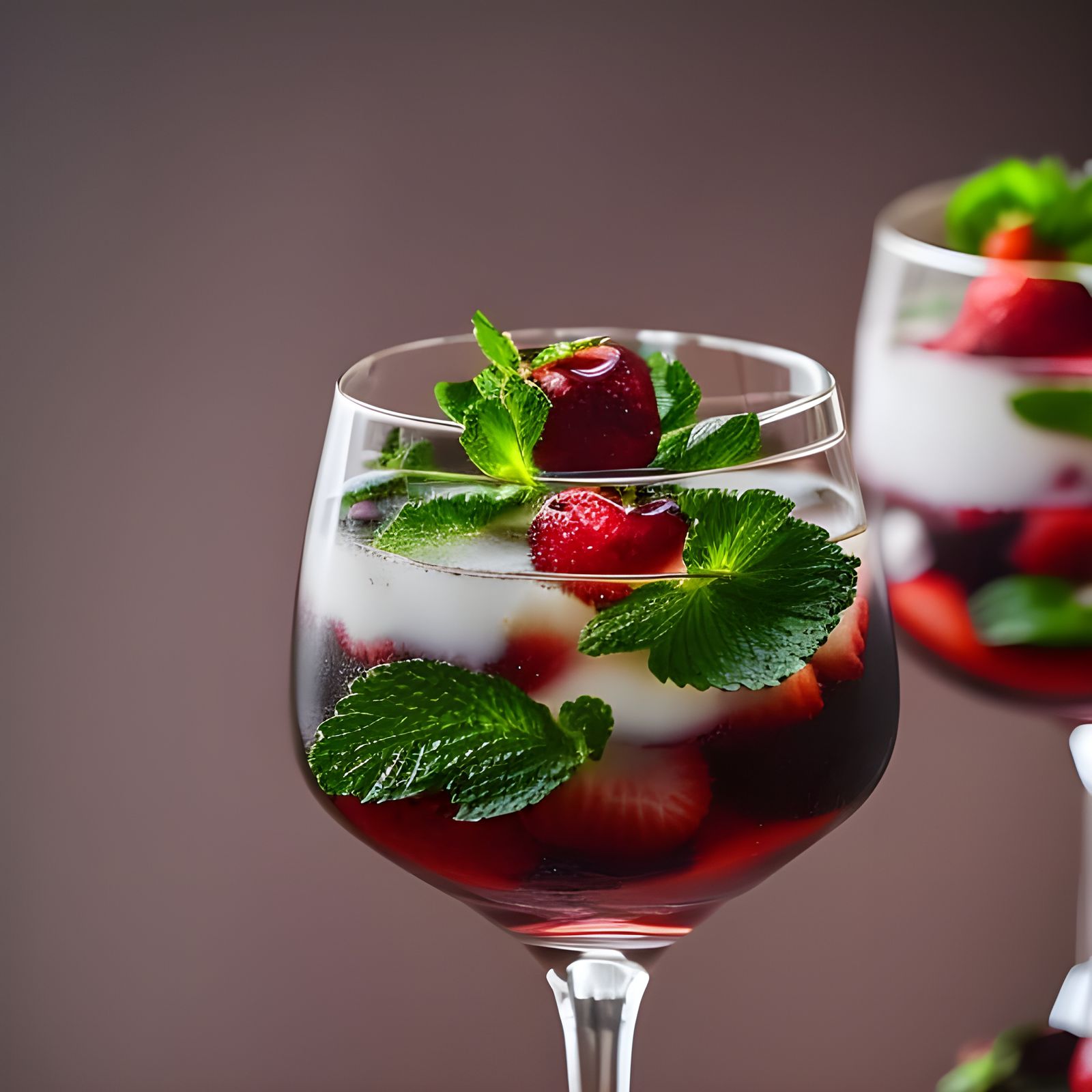 Refreshing Berry Drink with Chocolate in Photorealistic Styl...