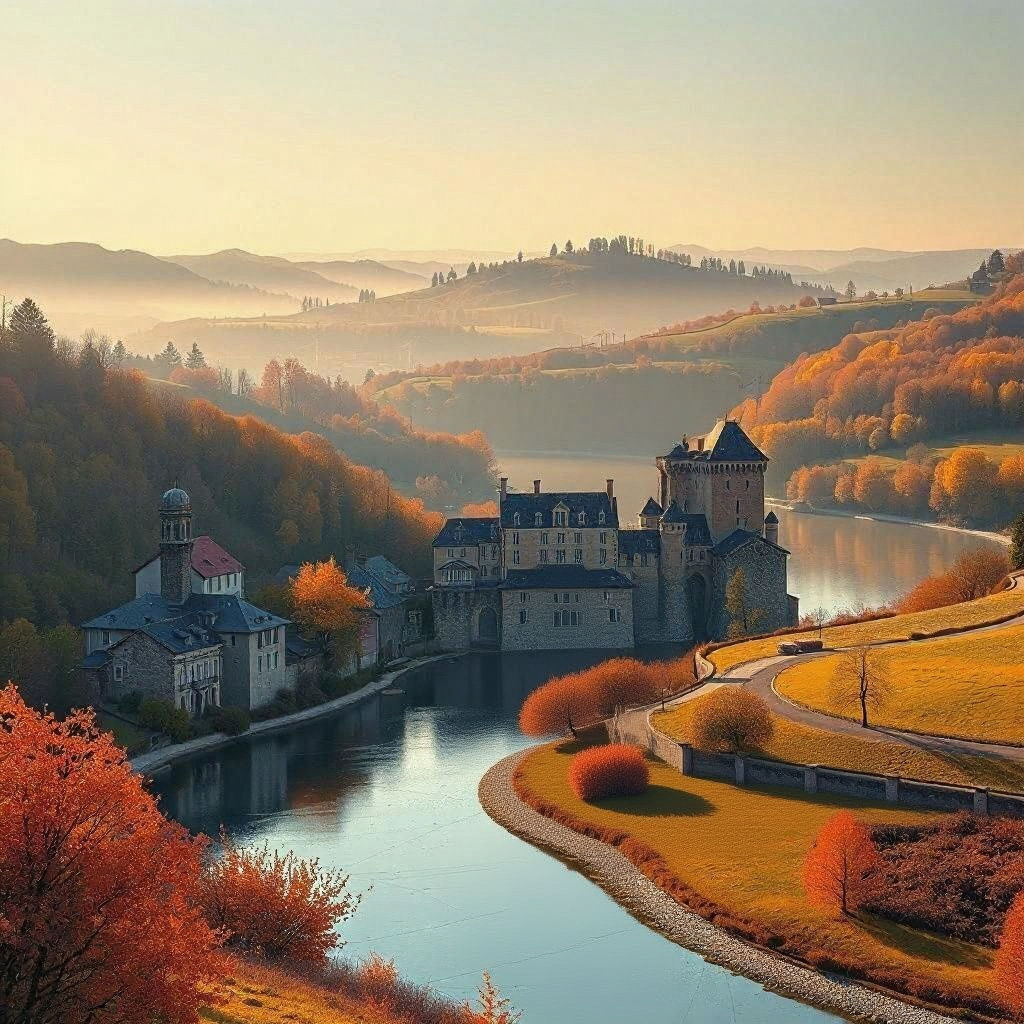 Annecy Lake: Autumnal Matte Painting of Savoie, France