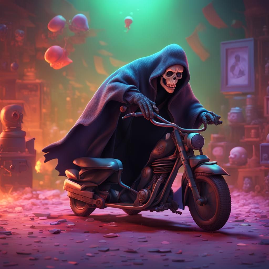 Death Character in Pixar-Style 3D Art