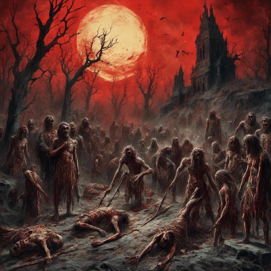 Bloody Human Sacrifice to Sun Gods in Creepy Magazine Style