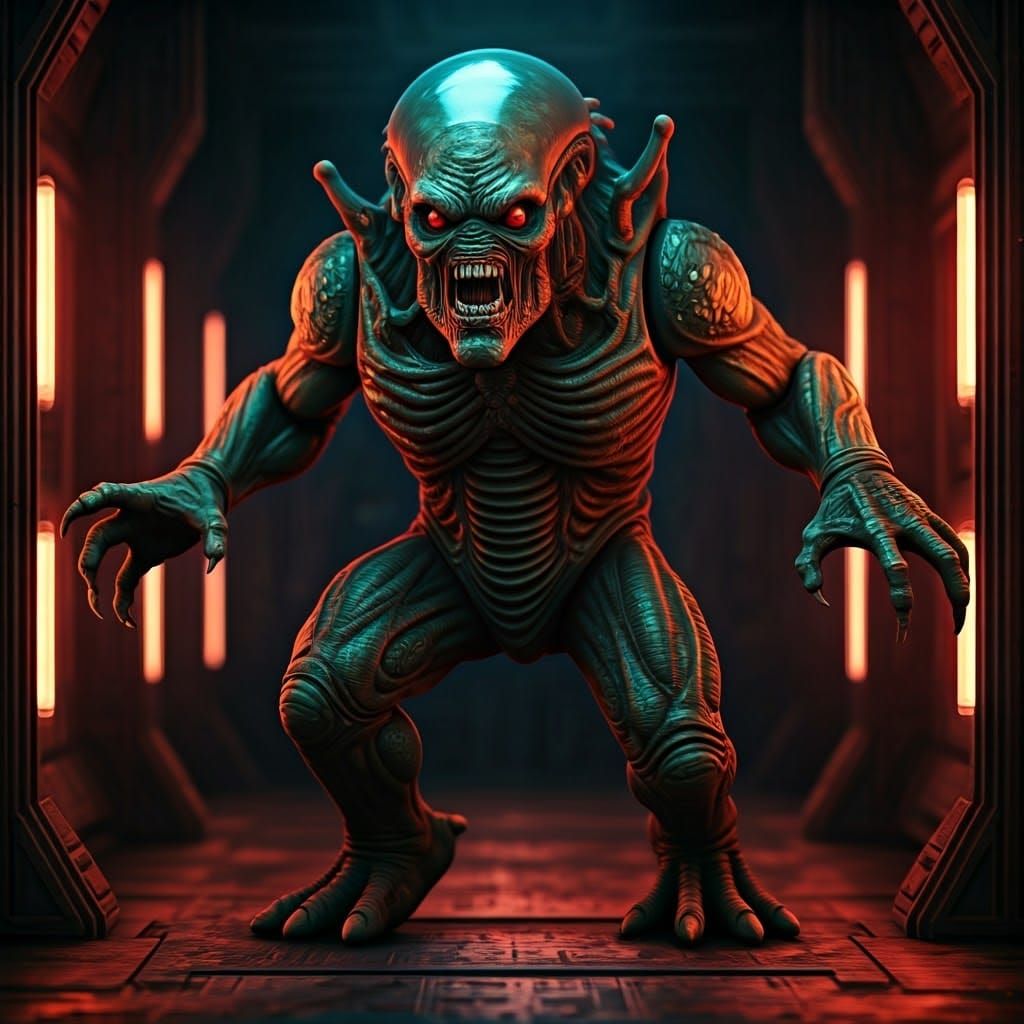 Retro-Futuristic Alien Monster Action Figure