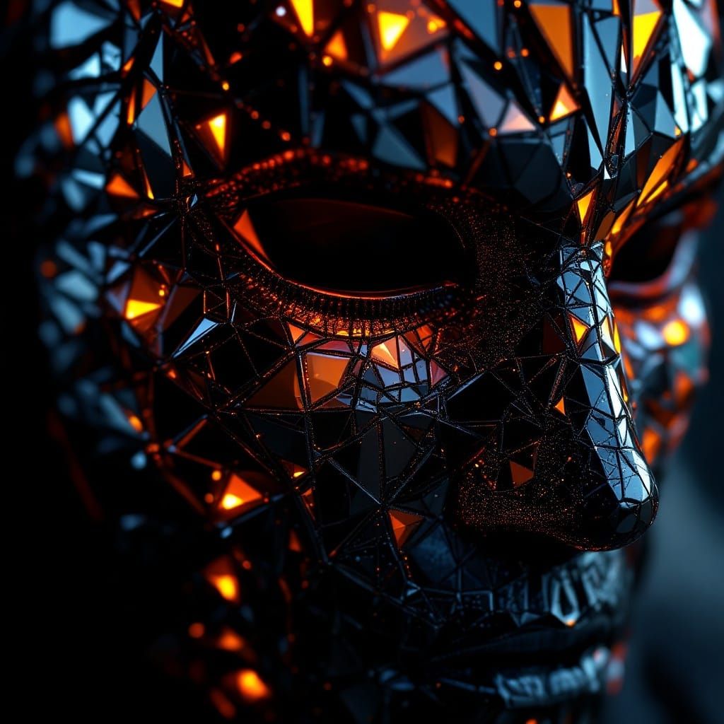 Glass Toblakai War Mask in Kintsugi Style