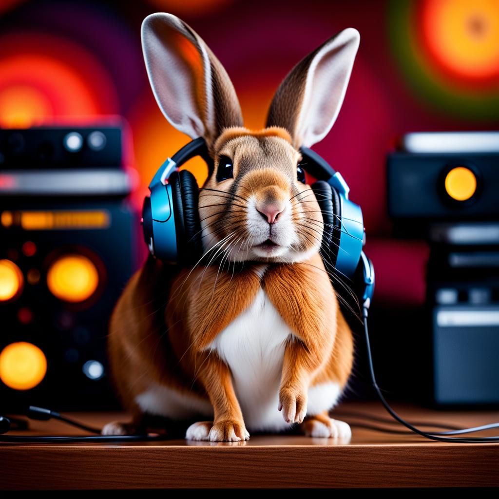 Rabbit-Mouse Listens to Music in Hyperdetailed Portrait