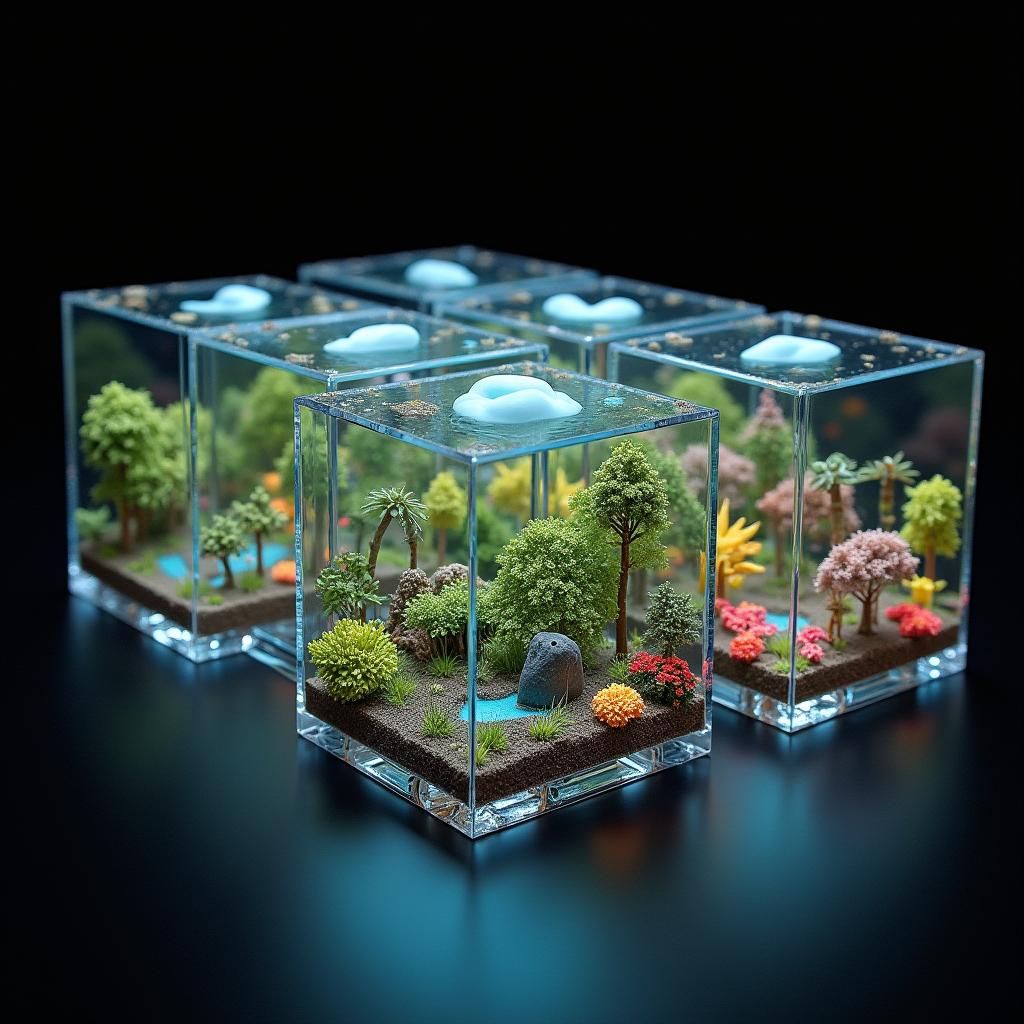 Infinite Landscape Scenes in Glass Cubes