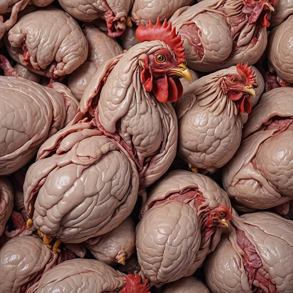 Disturbing Chicken with Bulging Veins
