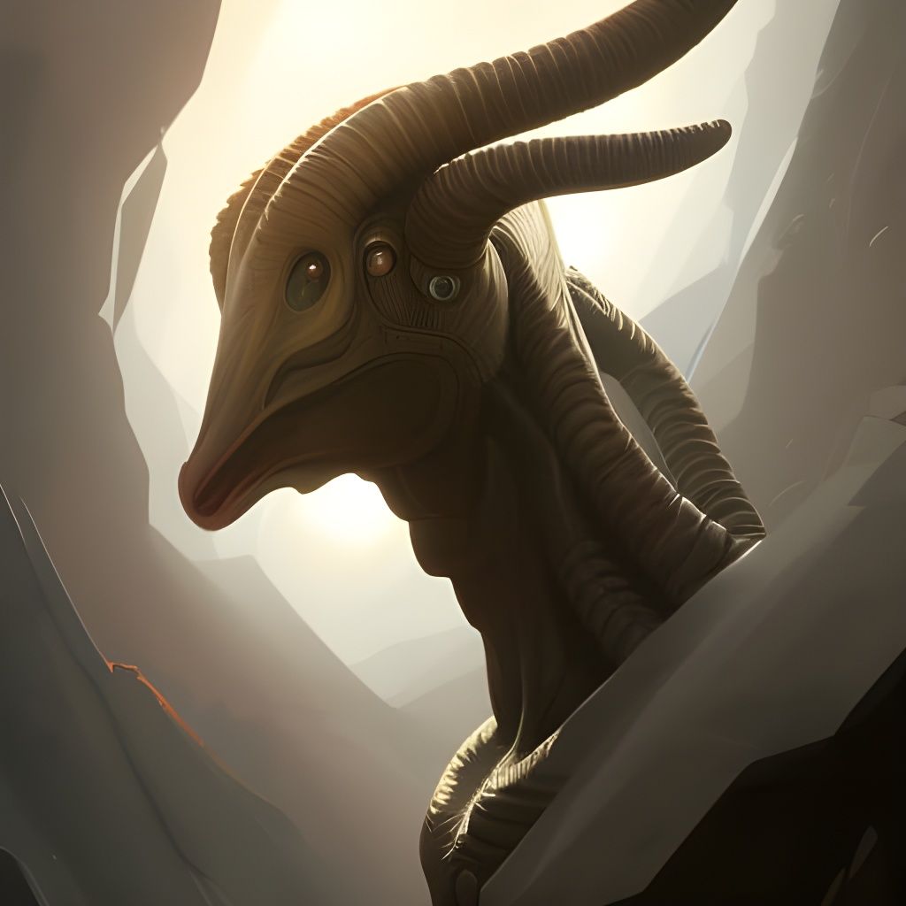 Hyperdetailed Alien Goat Portrait in Art Nouveau Style