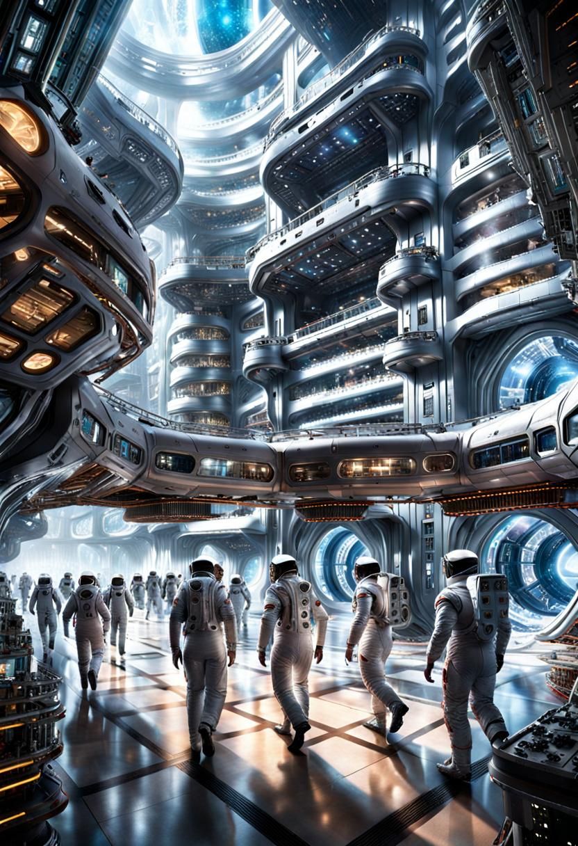 Futuristic Space Station City with Pod Apartments