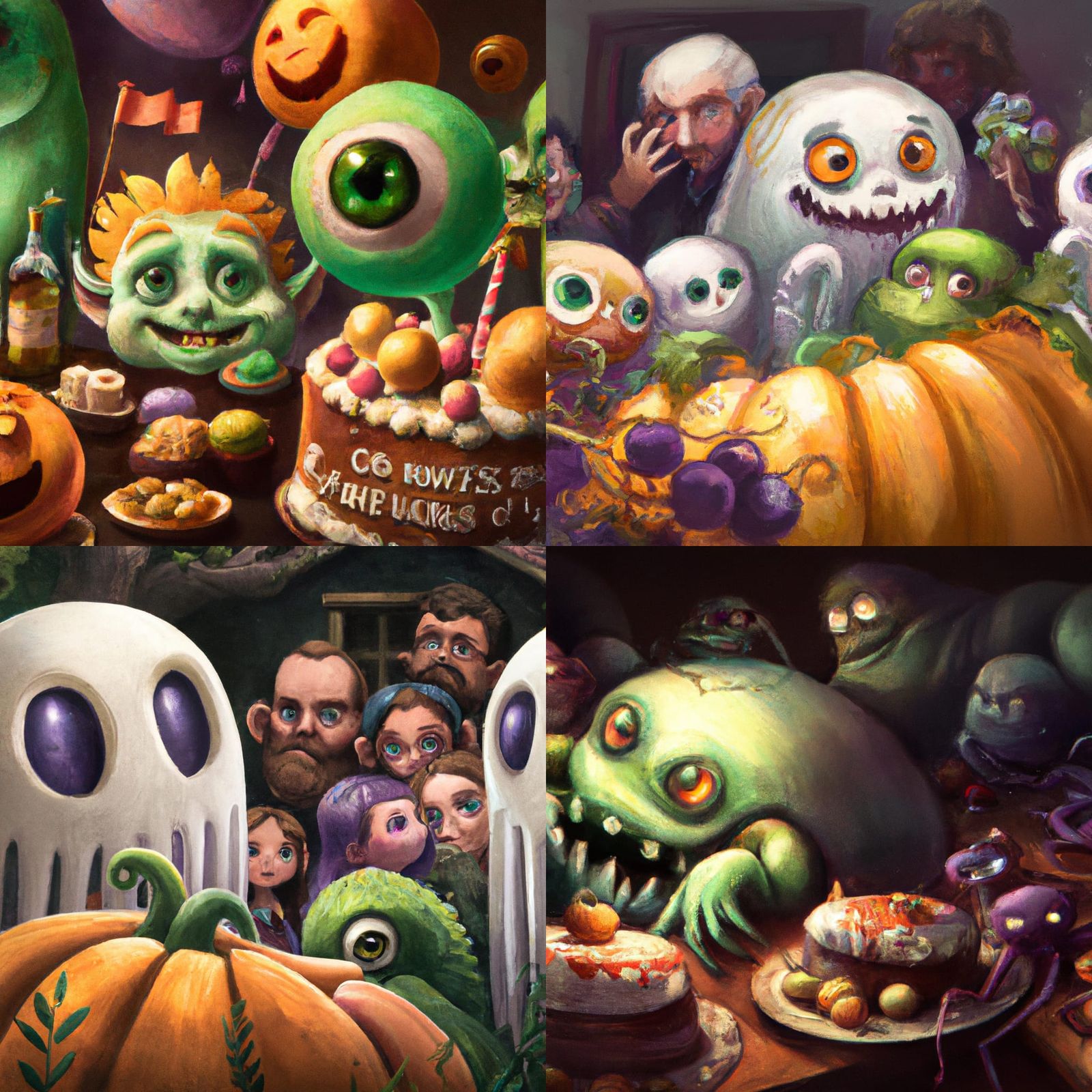 Halloween Goblins Party with Cake: Artstation-Inspired