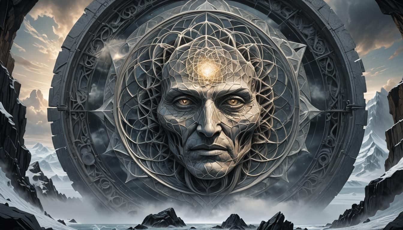 Biomechanical Face Emerging From Subterranean Portal