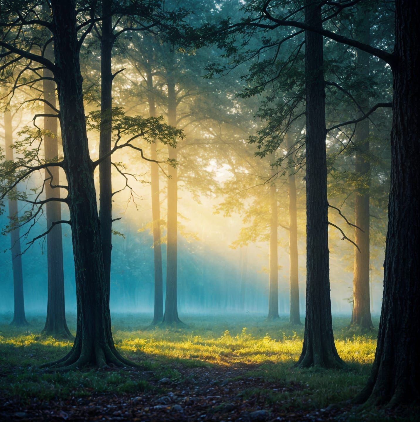 Tranquil Forest Clearing at Dawn