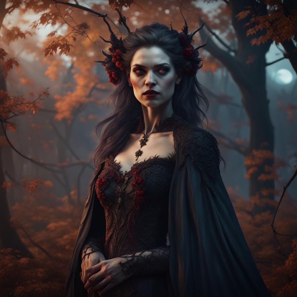 Mother Nature Vampire Portrait in Fantasy Art Style