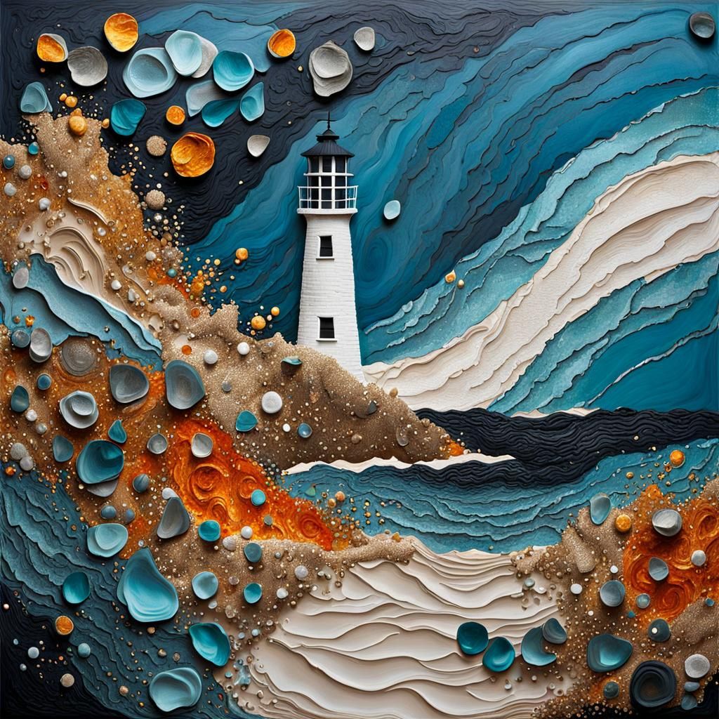 Lighthouse in the stormy sea