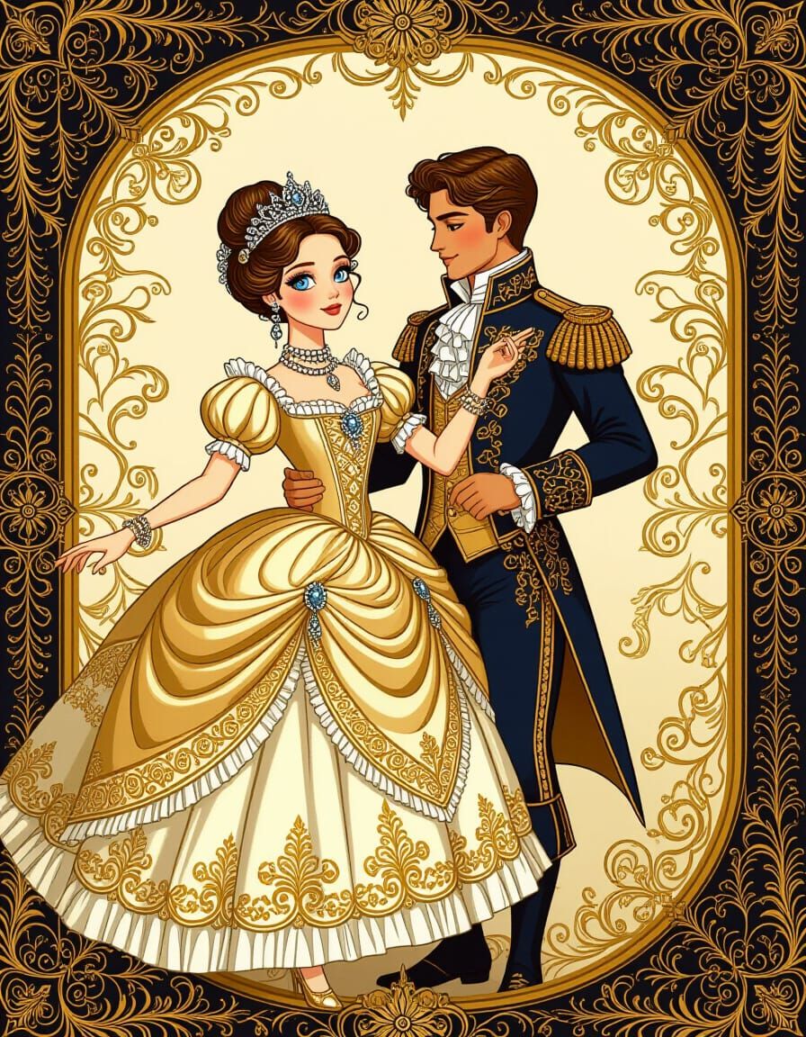 Empress and Prince Dancing in Baroque Style