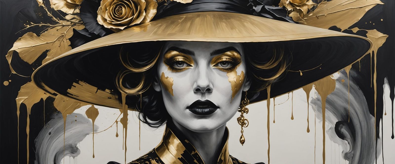 Surreal Gold-Accented Portrait of a Woman