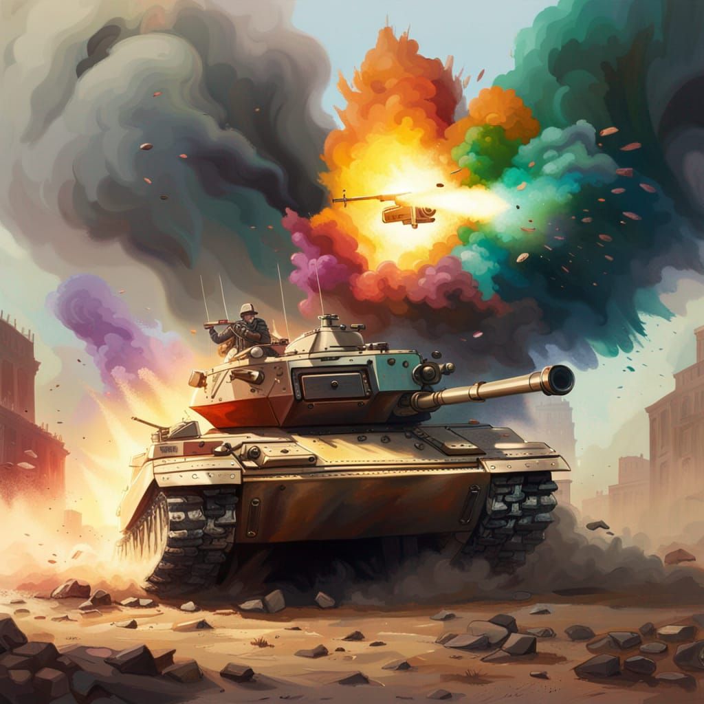 Tank Machine Guns Firing: Hyperrealistic Combat Scene