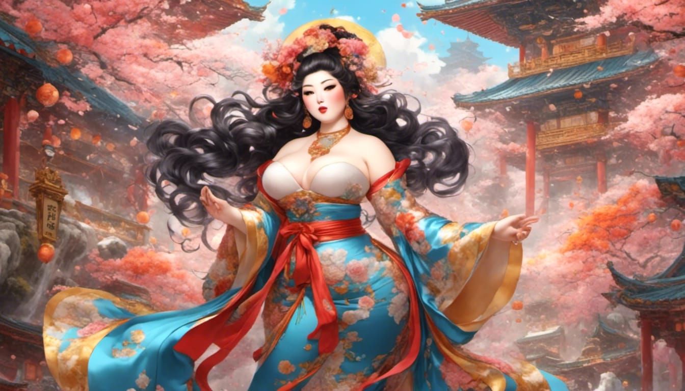 Voluptuous Goddess in Anime Style