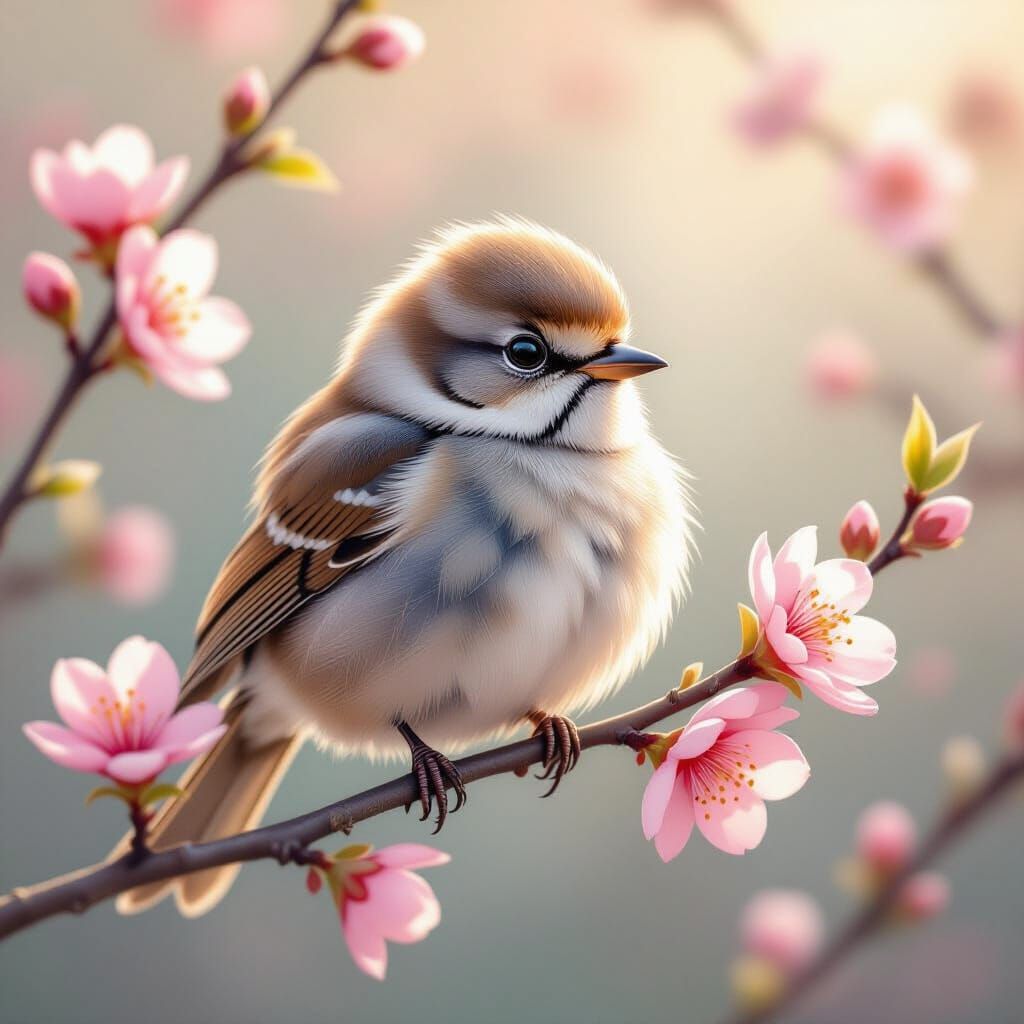 Dreamy Watercolor Bird Portrait with Ink Details