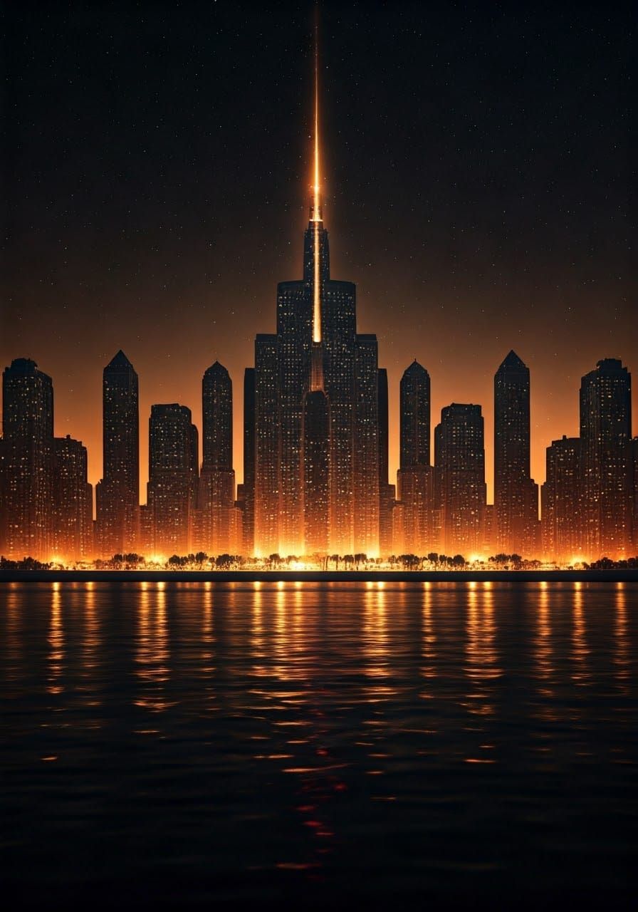 Futuristic City in Galaxy Glass