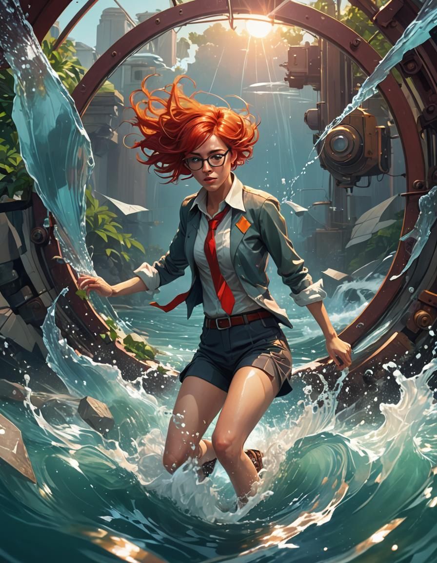 Retro-Futuristic Portal Burst in Art Nouveau Style