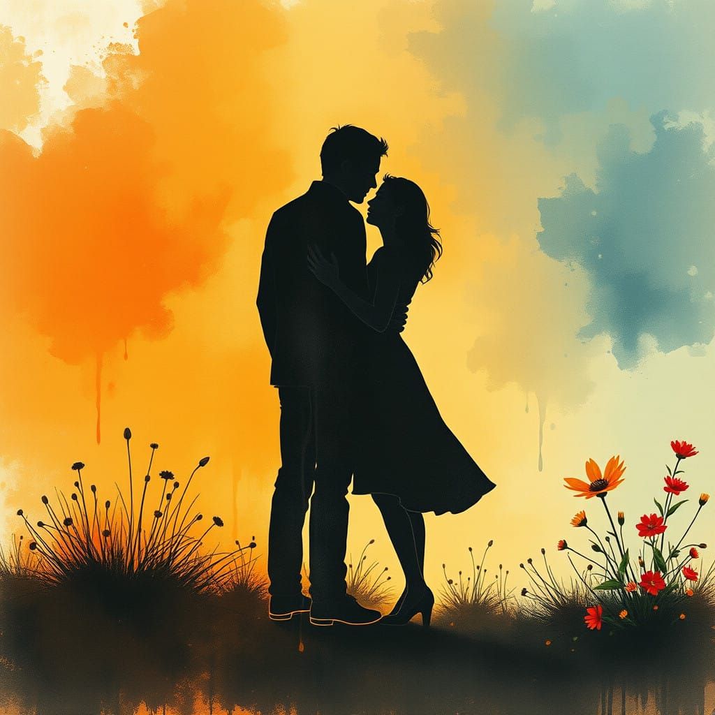 Ethereal Couple: Vibrant Autumn-Spring Fusion Landscape in H...