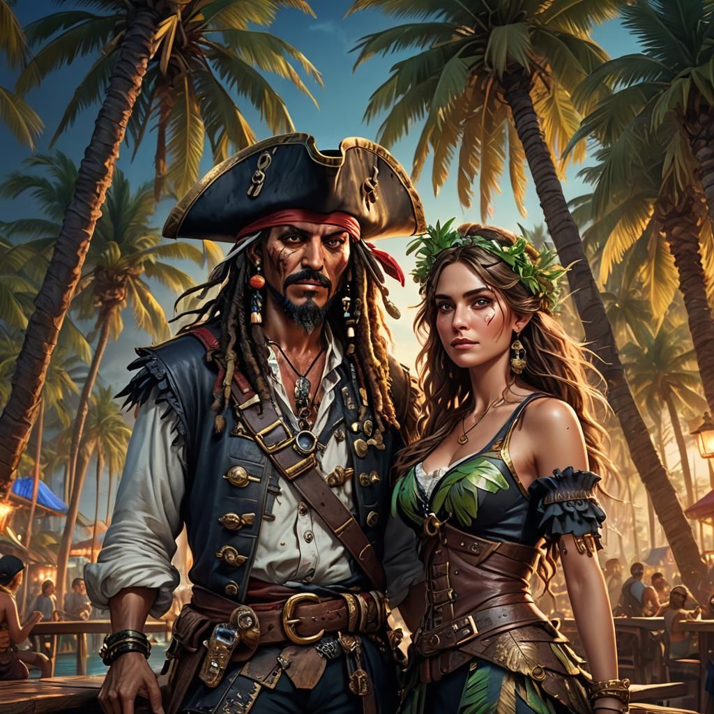 Pirate King and Queen Portrait in 8k Resolution
