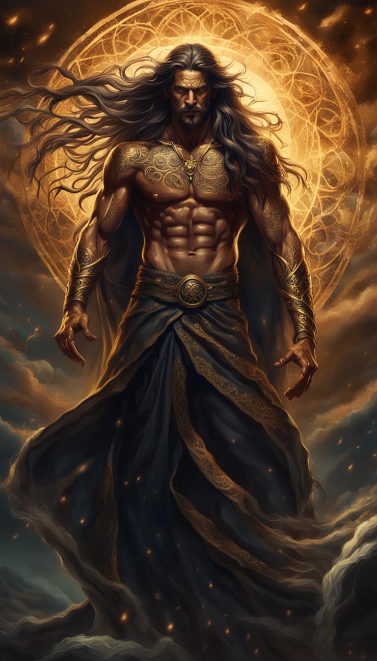 Male Witch in Dark Fantasy Art Nouveau Style