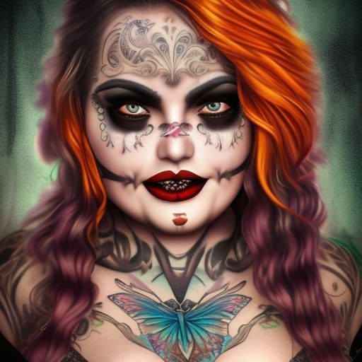 Detailed Goth Woman in Western Setting